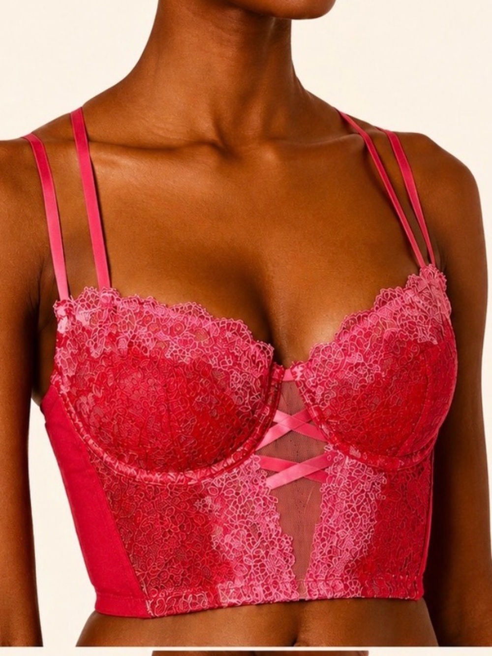 NWT Cosabella Veneto Balconette Bustier 34C Rossa Quartz Pink Lace Longline Bra